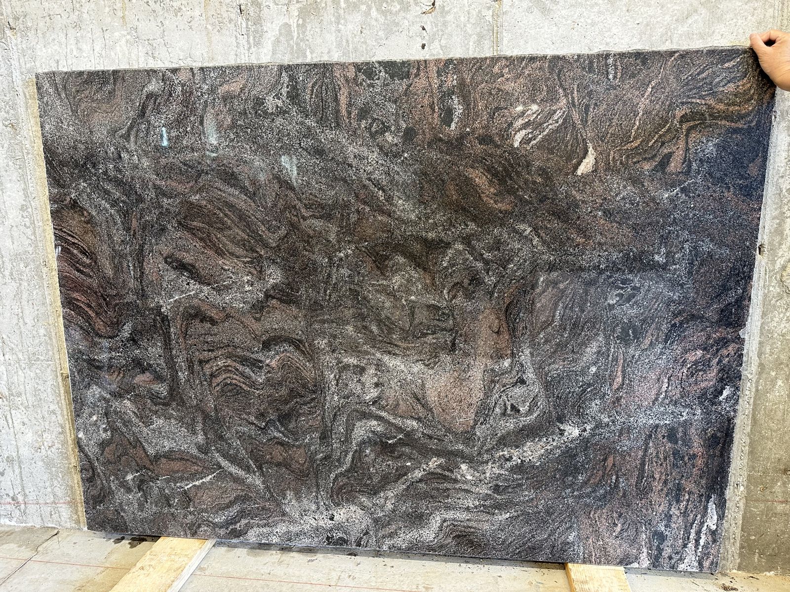 Natural Stone Granite Slab Countertop Remnant Brown Black Swirls
