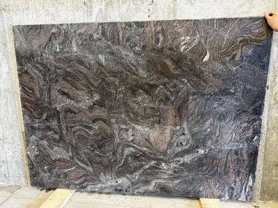 Natural Stone Granite Slab Countertop Remnant Brown Black Swirls