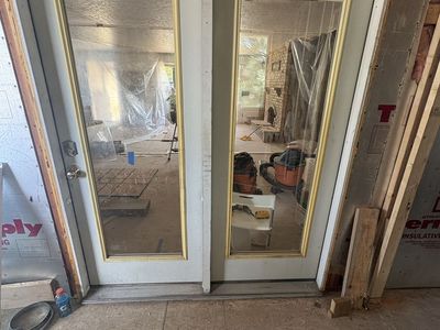 Single door with fixed window White Frame and Hardware