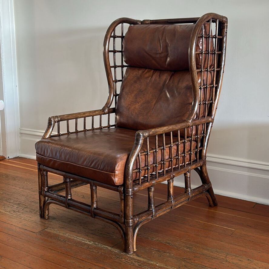 Vintage Rattan Wingback Chair, armchair