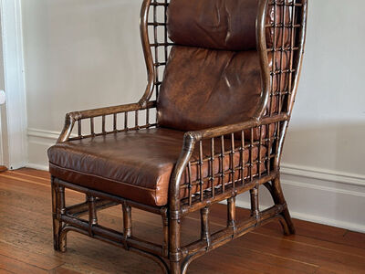 Vintage Rattan Wingback Chair, armchair