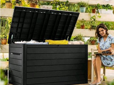 Brand New Keter 230 Gallon XXL Resin Outdoor Deck Storage Box Black