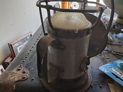 Vintage delta lite Metal Lantern with Handle - Rustic Industrial Decor Piece