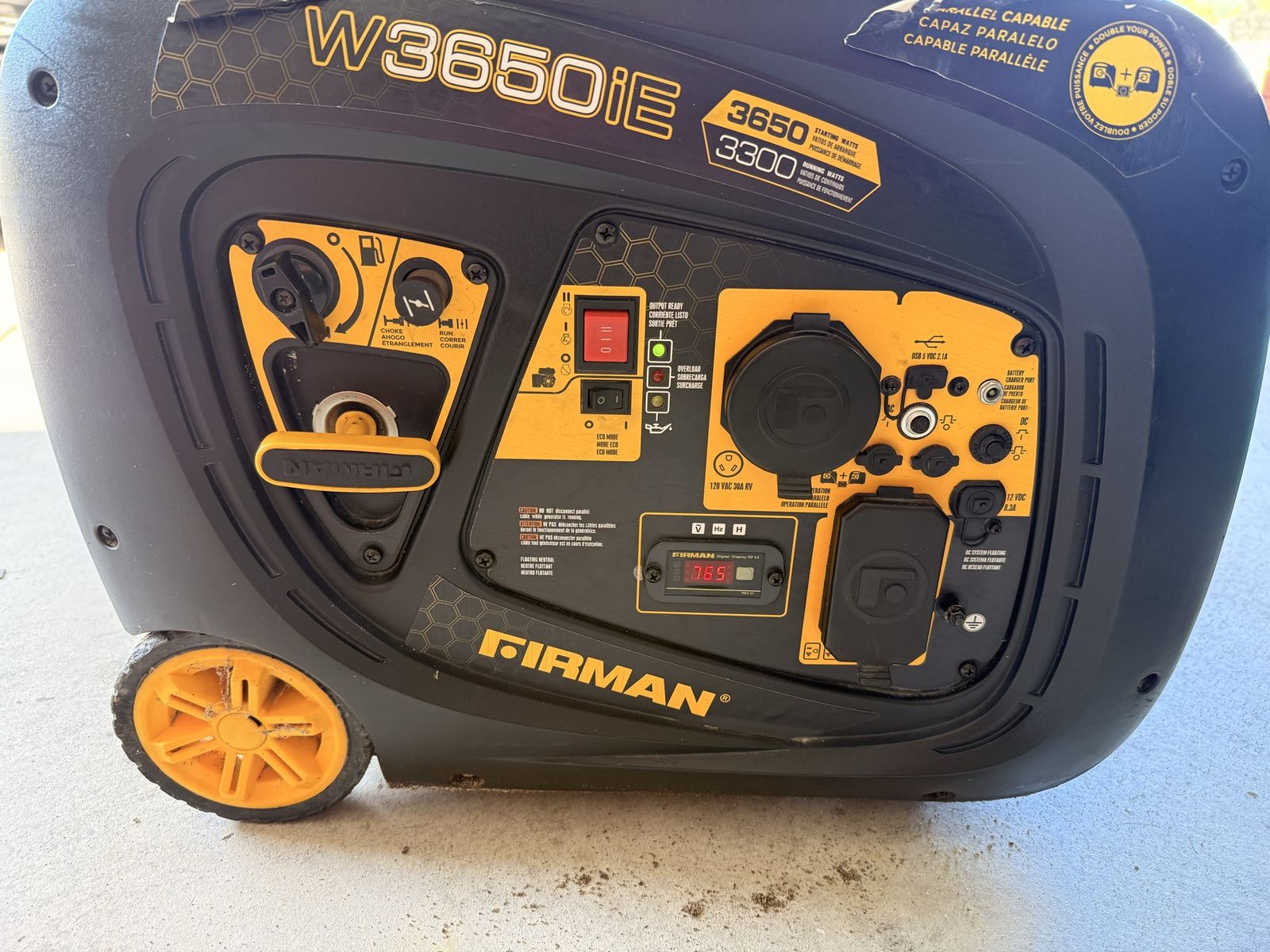 FIRMAN W3650iE Inverter Generator 3650 Starting / 3300 Running Watts