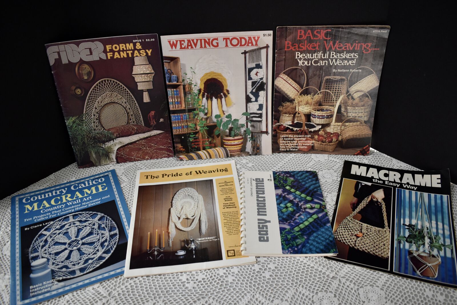 Several Vintage Craft Booklets for Macrame And Weaving Baskets and Other Fun Wall Decor