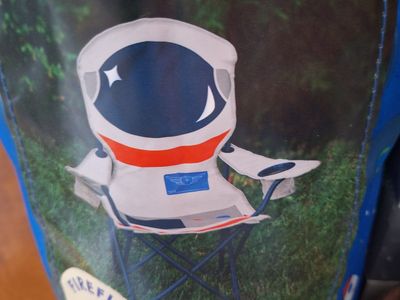 New , Astronaut Kid's Camping Chair -, 120lbs Weight Limit, Cupholders, Carry Bag