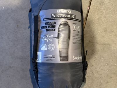 Klymit Wild Aspen 20 Synthetic Mummy Kids Sleeping Bag - Gray/Green, Water Repellent