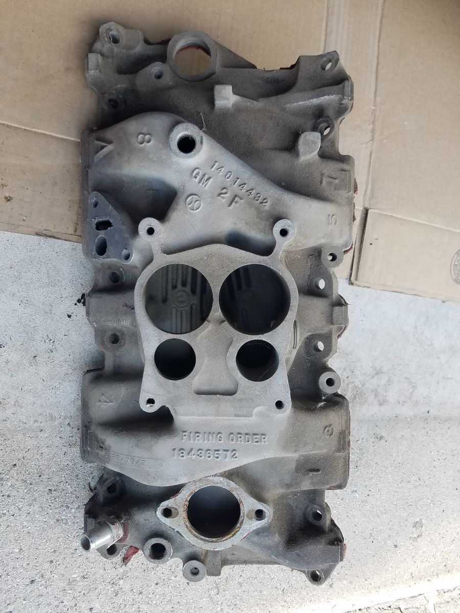GM ALUMINUM INTAKE MANIFOLD SBC, as is, no returns