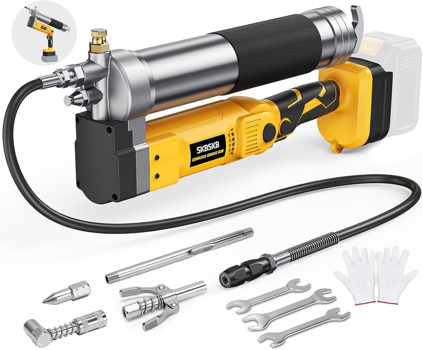 NEW 2-IN-1 Cordless Grease Gun for De-Walt 20V Battery, 12000PSI Electric Grease Gun Kit w Lock-On Trigger(Battery Not Included)