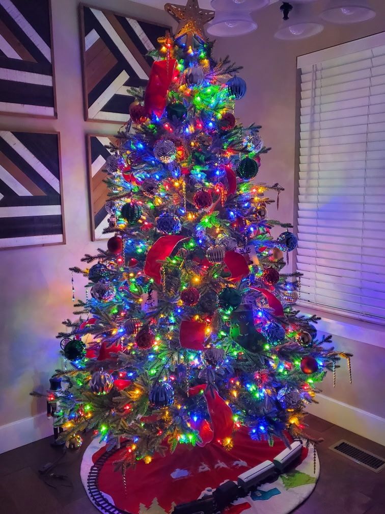 7.5 ft prelit Christmas Tree and Decorations for sale $150