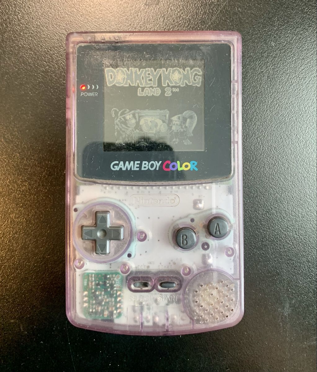 Nintendo Game Boy Color Handheld Console Atomic Purple w/ Donkey Kong Land 2