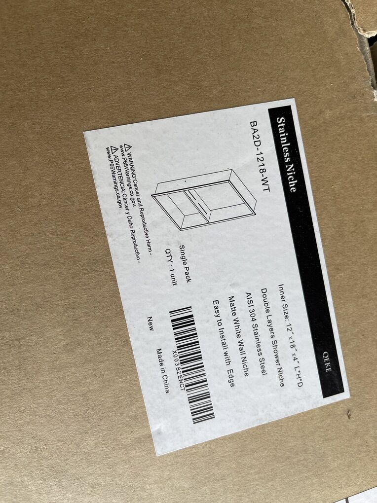 white Finish Stainless Steel Shower Nich NIB