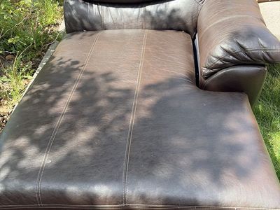 Brown Faux Leather Chaise Lounge with Armrest - Comfortable & Stylish Seating