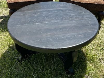 Round Solid Pine COFFEE TABLE Stained Black
