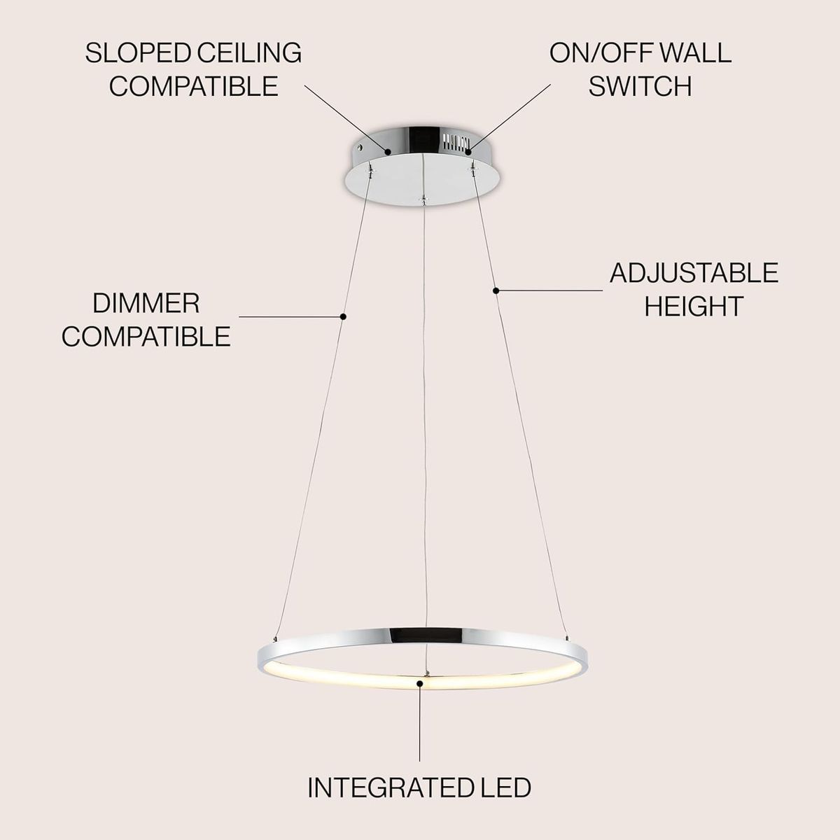 NEW In Box - LED Integrated Chrome Ring Chandelier