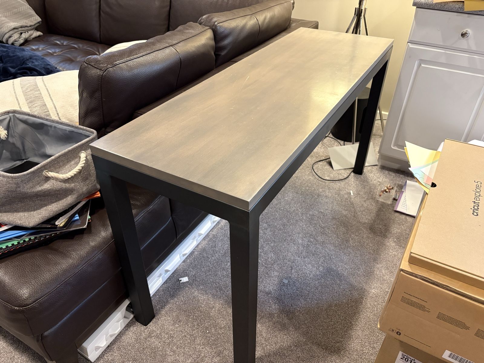 Room and Board brand Console Table - Sofa Table with wood Top and Black metal frame - Modern Design