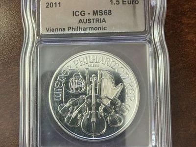 2011 Austria 1.5 Euro Vienna Philharmonic Silver Coin - ICG MS68 Graded