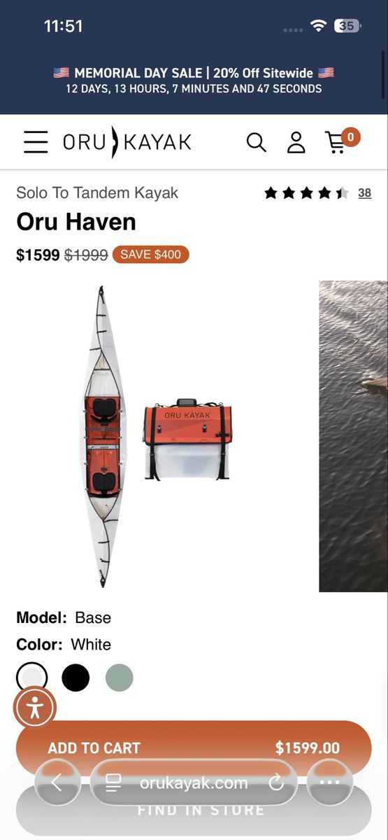 Oru double kayak (folding kayak)