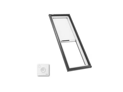 22.5" x 70.5" VELUX Skylight with Laminated Low-E3 Glass, White Solar Powered Room Darkening Shade Remote