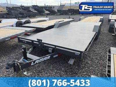 8.5x20 Lamar CC Wide Body w/ Drive Over Fenders Flatbed Car Hauler Trailer - 10K GVWR - D-Rings, Full Steel Floor