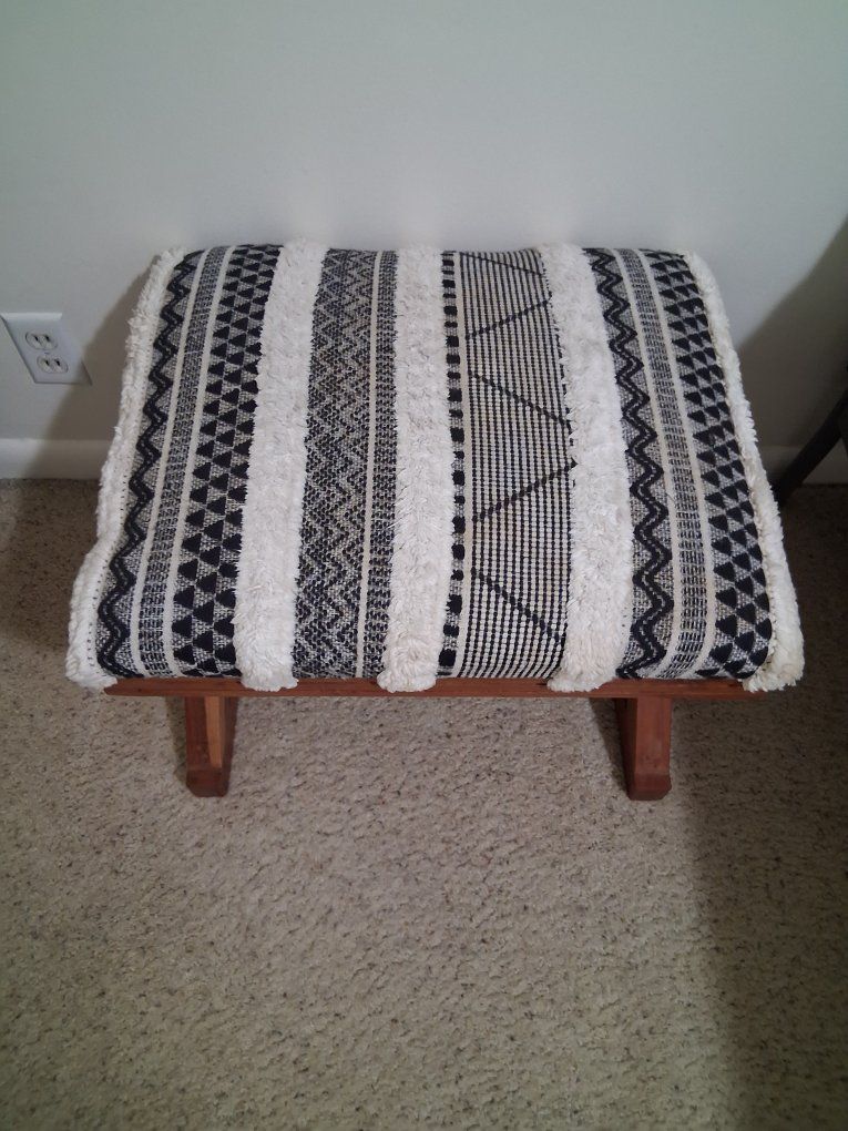 Ottoman-footstool solid wood frame,upholstered top