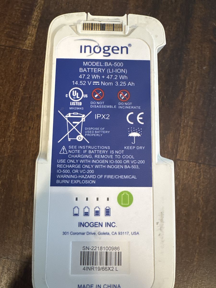Inogen Model BA-500 Rechargeable Lithium-Ion Battery (47.2 Wh + 47.2 Wh)