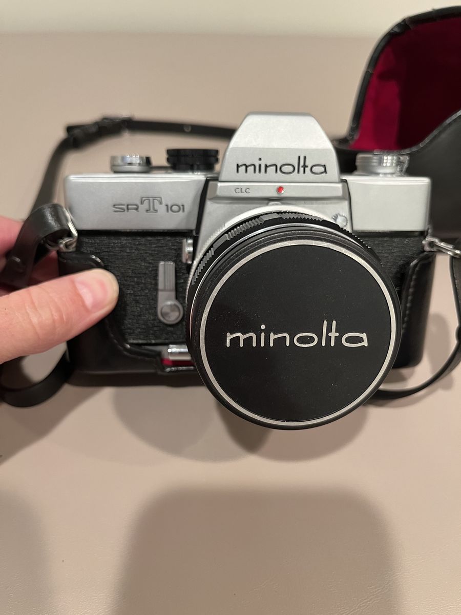 Minolta SR-T 101 35mm SLR Film Camera w/ 50mm f/1.7 Lens & Leather Case