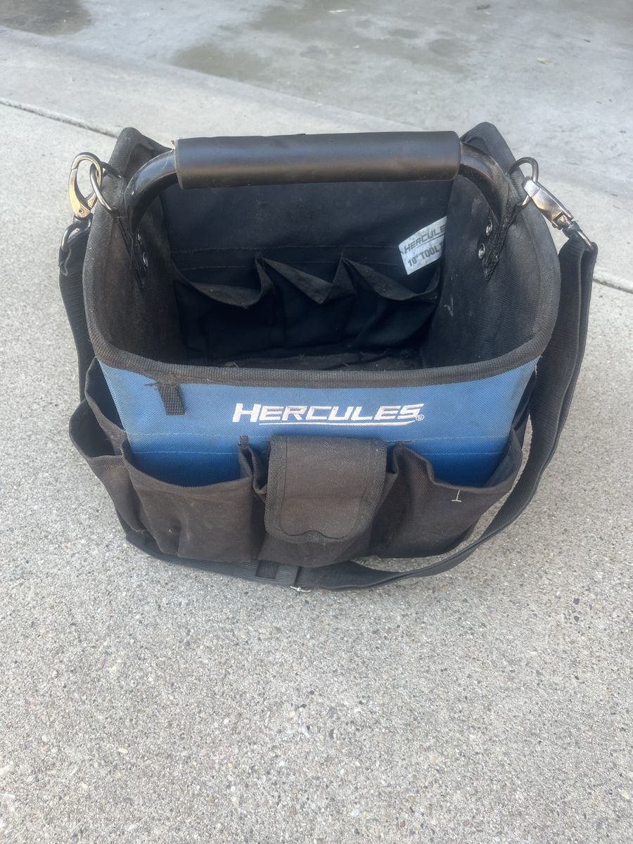 Hercules 10 Inch Heavy Duty Open Top Tool Tote Organizer Bag with Shoulder Strap