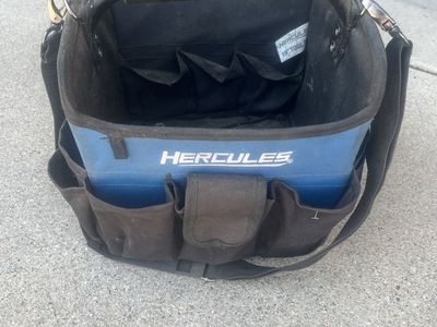 Hercules 10 Inch Heavy Duty Open Top Tool Tote Organizer Bag with Shoulder Strap