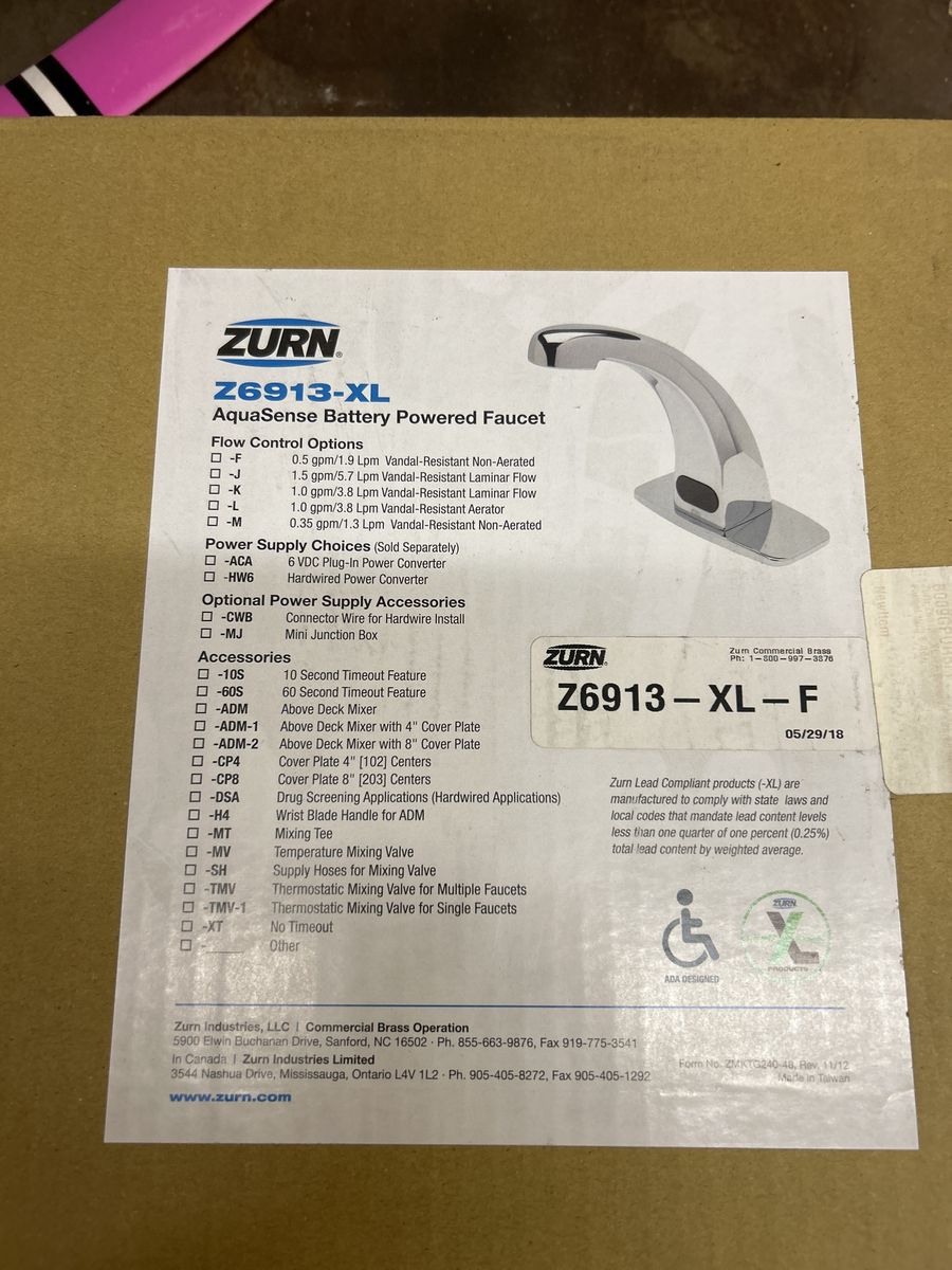 Zurn Z6915-xl Battery Powered Faucet