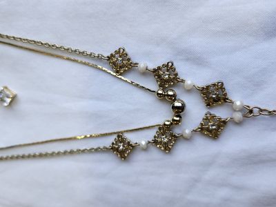 Vintage necklace stack. Layers of four