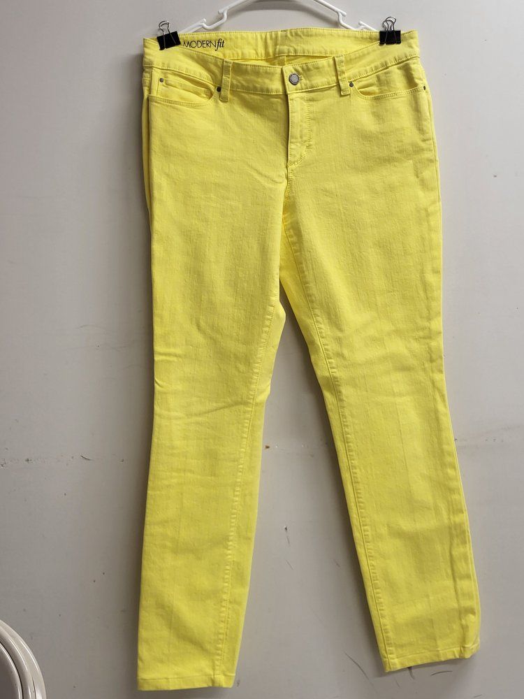 Ann Taylor Modern Fit Yellow Pants Size Check