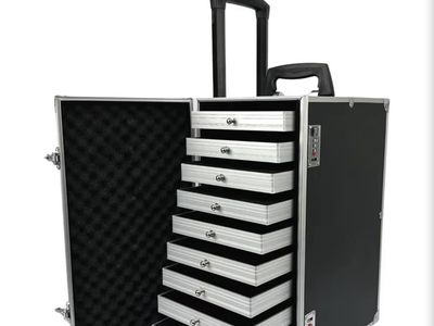 SCIKHEFT Rolling Jewelry Trolley Case with 10 Drawers - Sturdy Black Vendor Display Organizer
