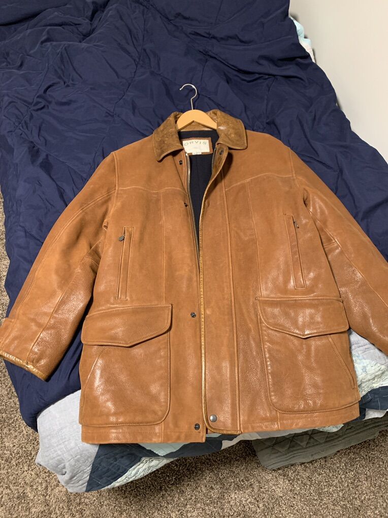 Mens Orvis Leather Jacket, medium