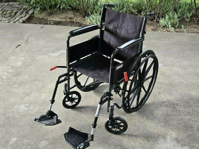 Drive Medical Silver Sport 1 Adult Folding Wheelchair 24 Inch Wheels Footrests