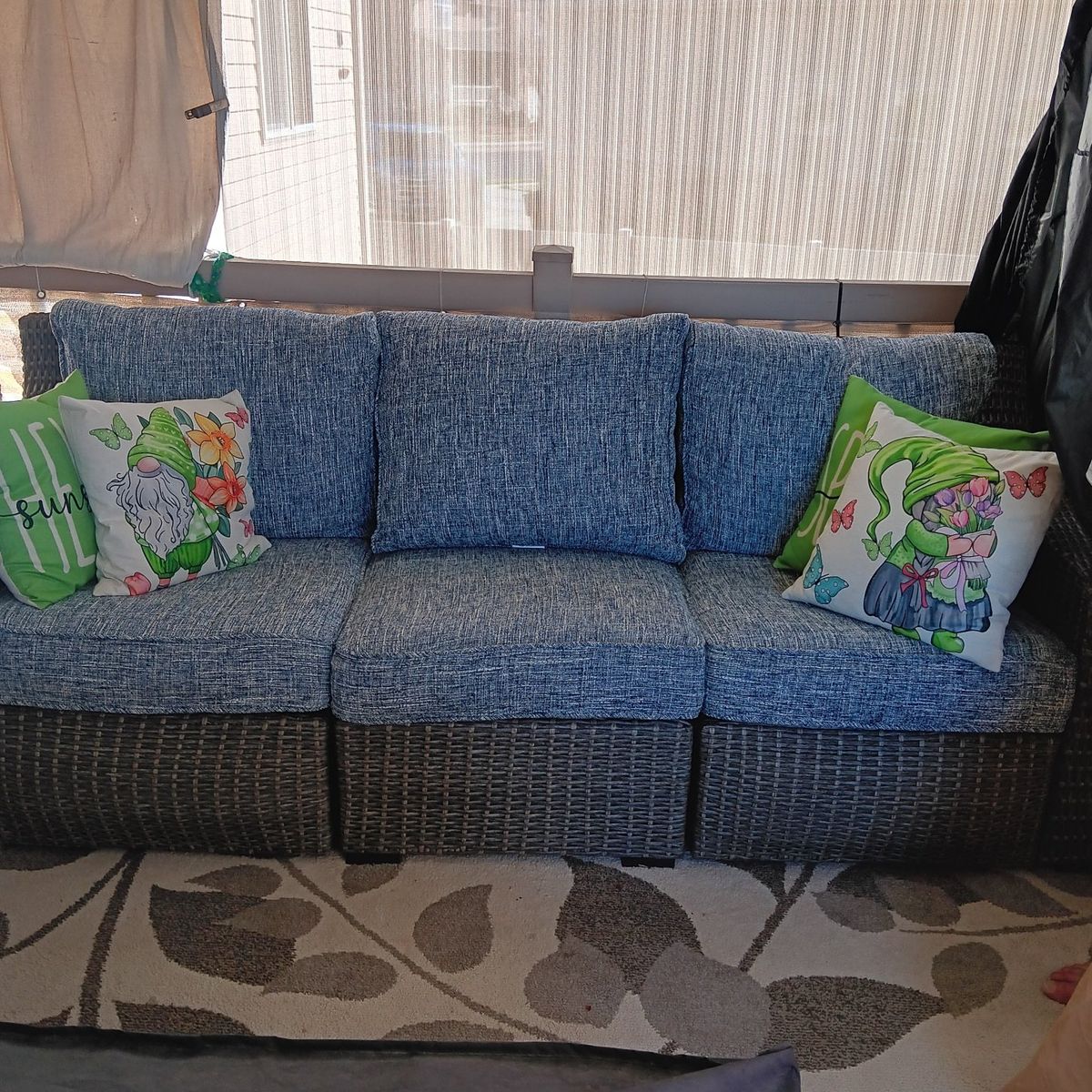 Lemans Brown and Gray Wicker Patio Motion Sofa