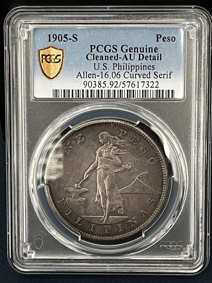 1905 S US Philippines Peso Curved Serif