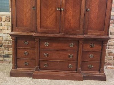 Large Wooden Armoire Entertainment Center with Drawers & Cabinet Storage