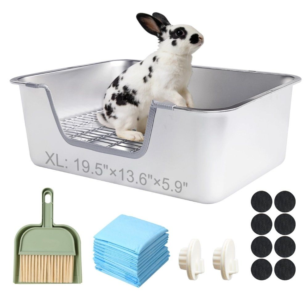 Stainless Steel Sifting Litter Box for Rabbit (XL)