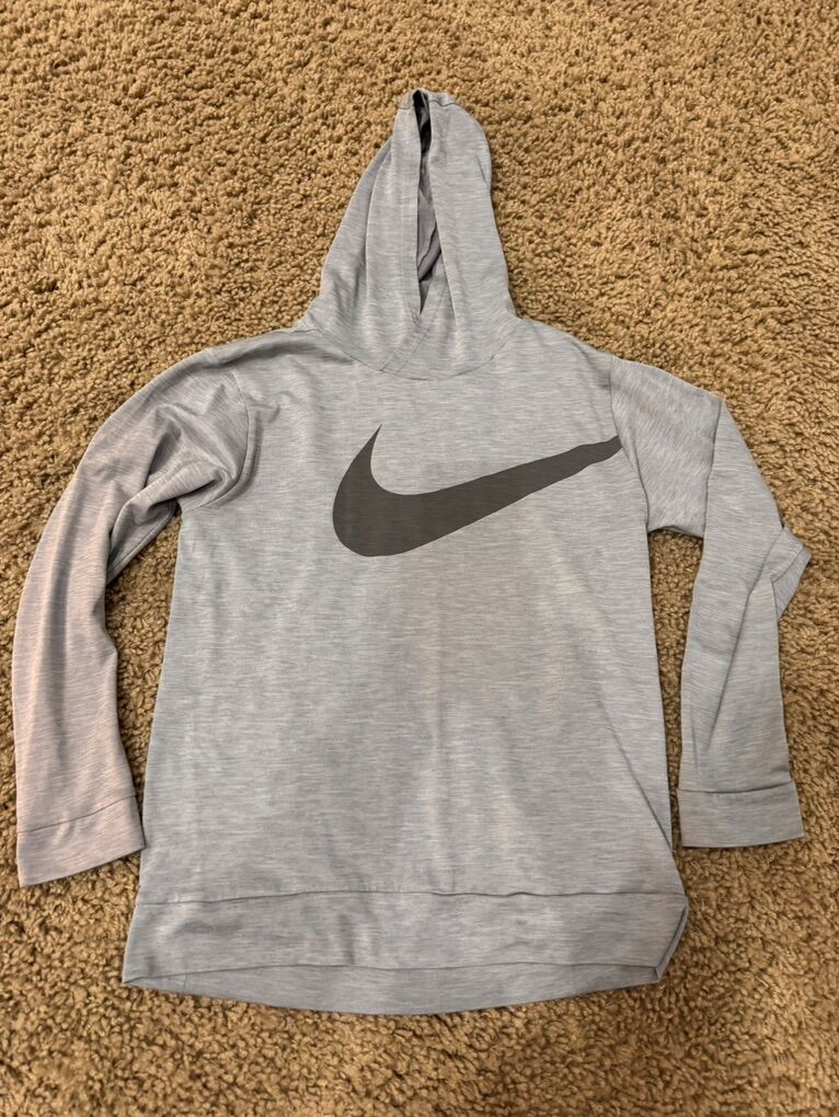 Nike Long Sleeve Hooded T-Shirt Boys Sz L Grey