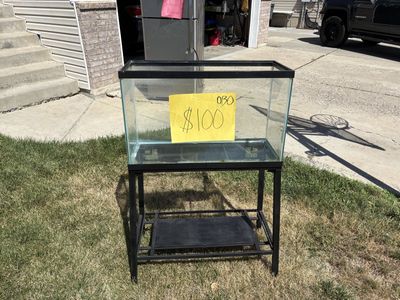 Large Glass Aquarium Fish Tank with Metal Stand - OBO