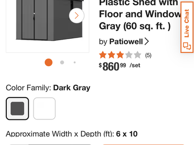 6 ft W 10 ft D Outdoor Resin Plastic Shed With Floor and Windows Dark Gray ( 60 sq. Ft. )