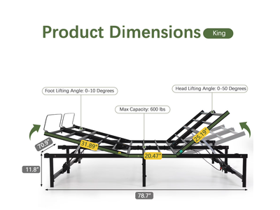 New King Electric Adjustable Bed Frame, Head and Foot Incline Bed Base with Low-Noise Motor