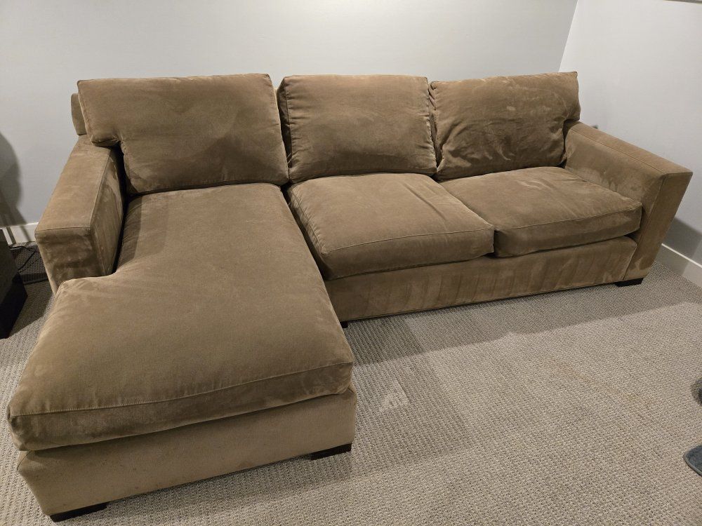 Brown Fabric Sectional Sofa with Chaise