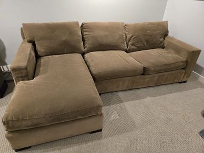 Brown Fabric Sectional Sofa with Chaise