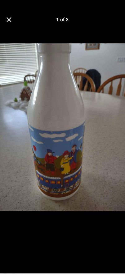 Egizia Vintage Ceramic Milk Bottle / Vase with Dutch Village Scene - Decorative Collectible from the 80's