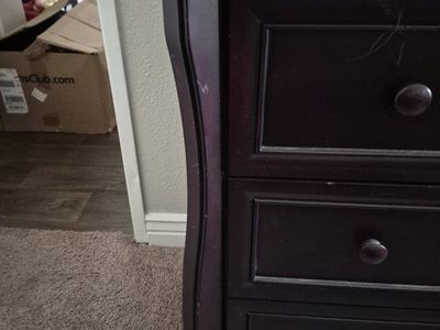 Dark Wood 3-Drawer Dresser with Cabinet Door
