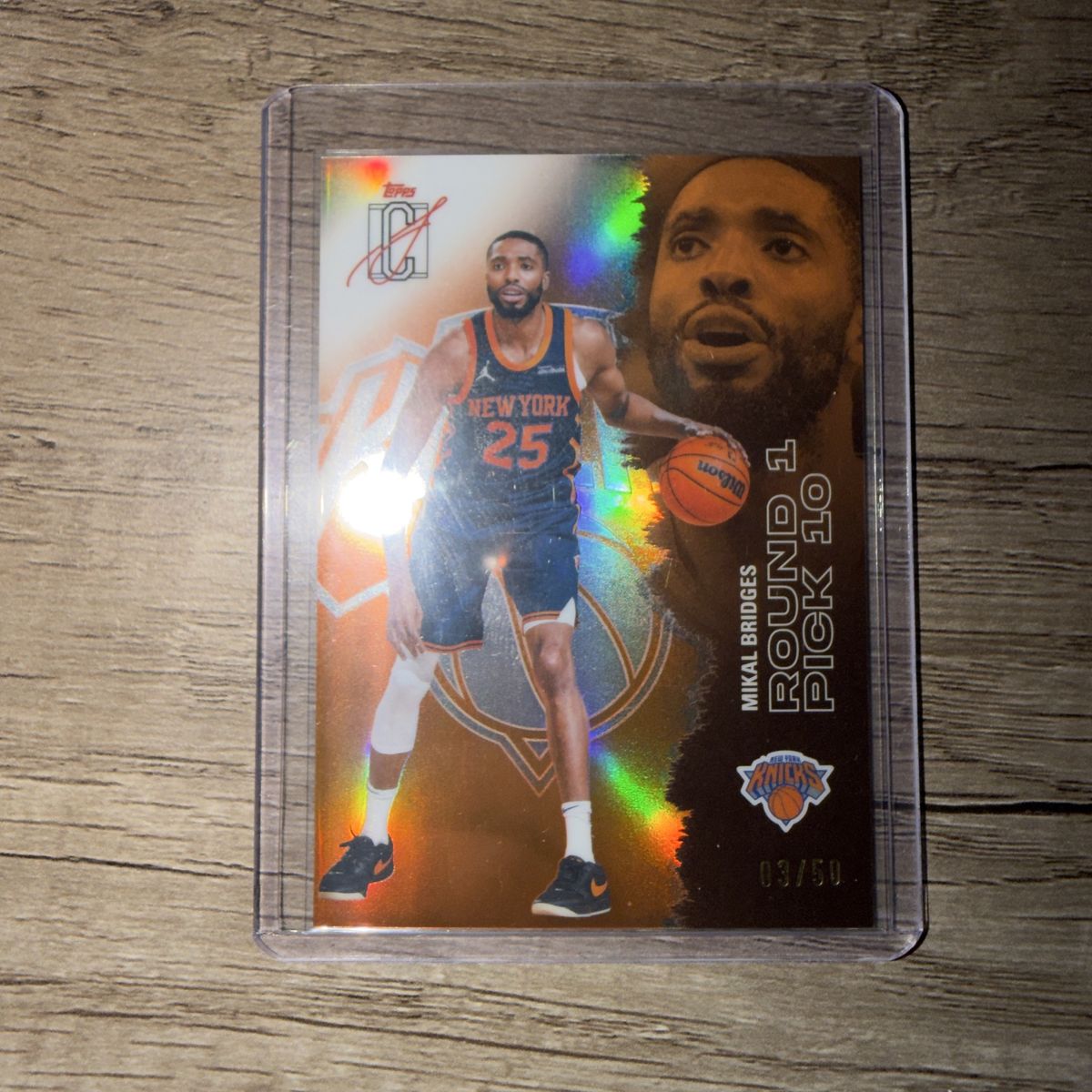 NY Knicks Mikal Bridges Topps 03/50 Orange parallel