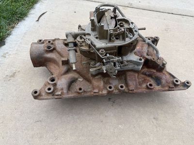 1969 351 Windsor Vintage Intake Manifold with Holley 4 barrel Carburetor