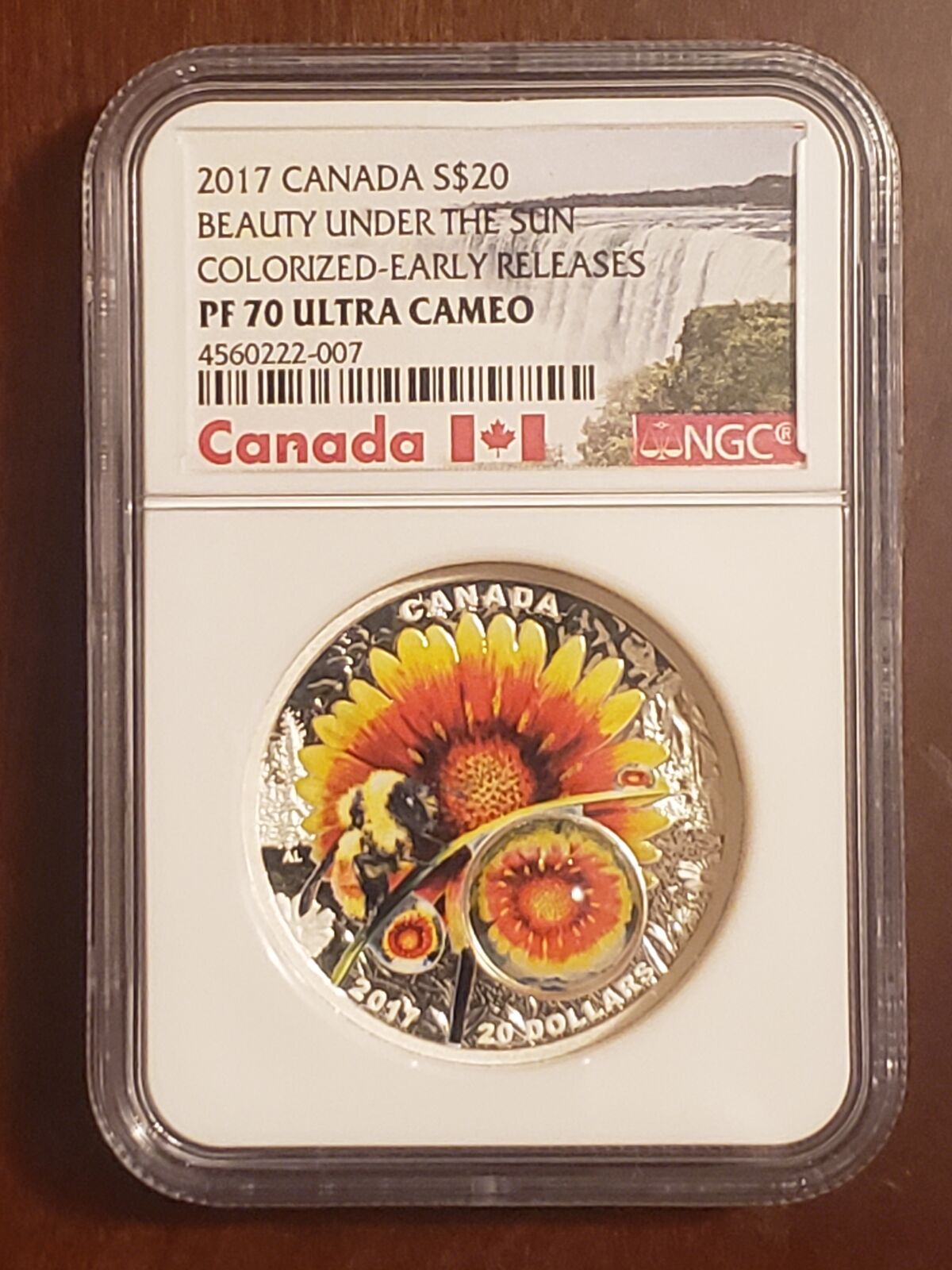 2017 Canadian Beauty under the Sun 1oz Colorized Silver Coin NGC graded PF70 Proof